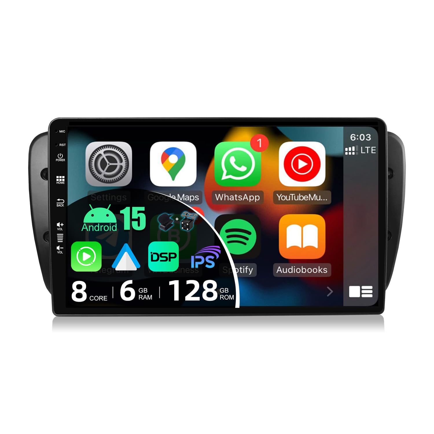 JOYX - [6G+128G] - Android 10 Car Stereo Fit for Seat Ibiza 6J (2009-2014) - Built-in DSP/Carplay/Android Auto - Rear Camera MIC FREE - 9 Inch 2 Din - Support SWC WiFi 4G BT DAB Fast-boot 360-Camera