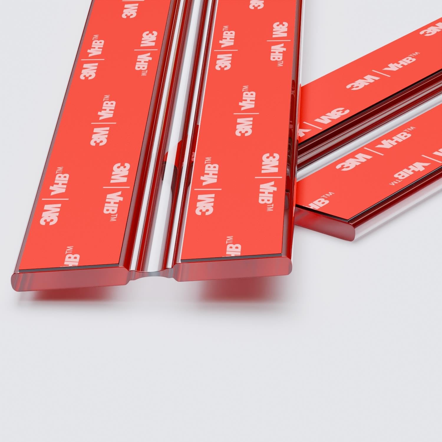 Caterpillar Red 4x 300mm Acrylic Flexible Hinges - No Glue Required. Low Profile, Transparent, Continuous Acrylic Piano Hinges