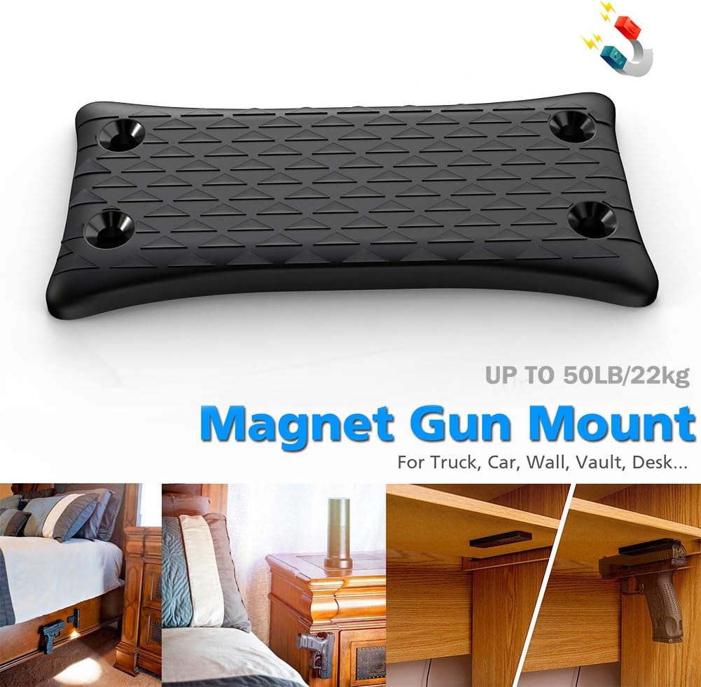 2-Pack Gun Magnet Mount, 50 Lbs Rating, Rubber Coated Gun Holder for Pistol, Handgun, Shotgun, Rifles, Revolvers, Safe, Hunting, Firearm Accessories, Using in Car, Truck, Wall, Desk, Vehicle and Home : Sports & Outdoors
