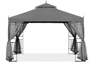 ABCCANOPY 10'x10'Gazebo for Patios, Double Roof Gazebo with Netting for Patio Garden Lawn (Dark Gray)