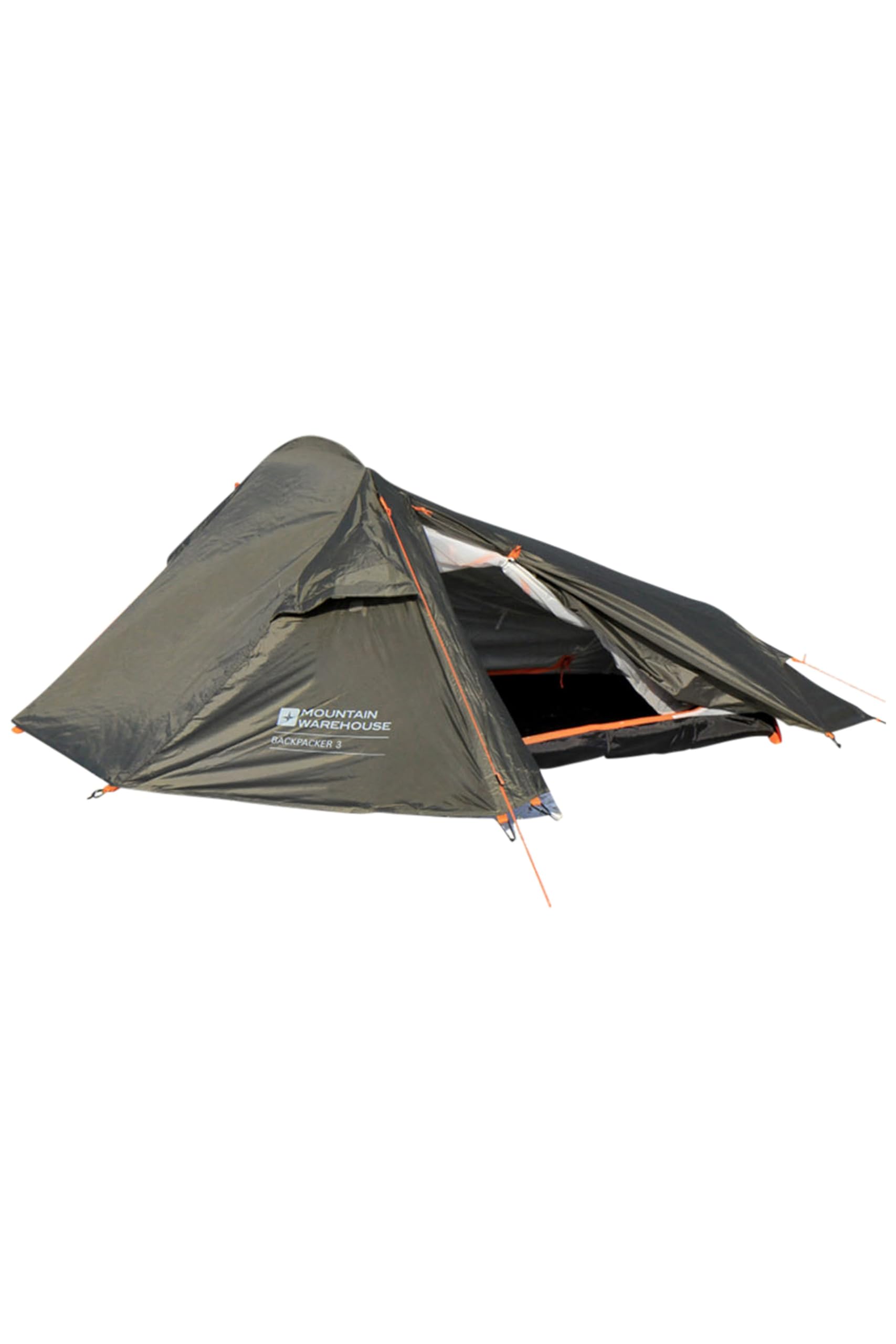 Mountain Warehouse Backpacker 3 Man Tent - Compact, Windproof & Lightweight Tent with Taped Seams - Summer Camping, Hiking, Trekking & Outdoors Green One Size