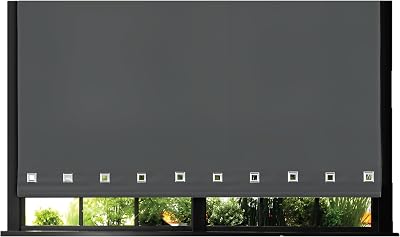 Funky Gadgets Square Eyelet Light Filtering Roller Blinds Charcoal Grey 60x210