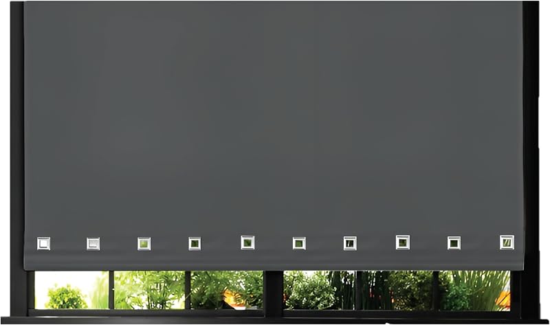 Funky Gadgets Charcoal Grey Roller Blinds 60x165cm Daylight Eyelet Easy Fit