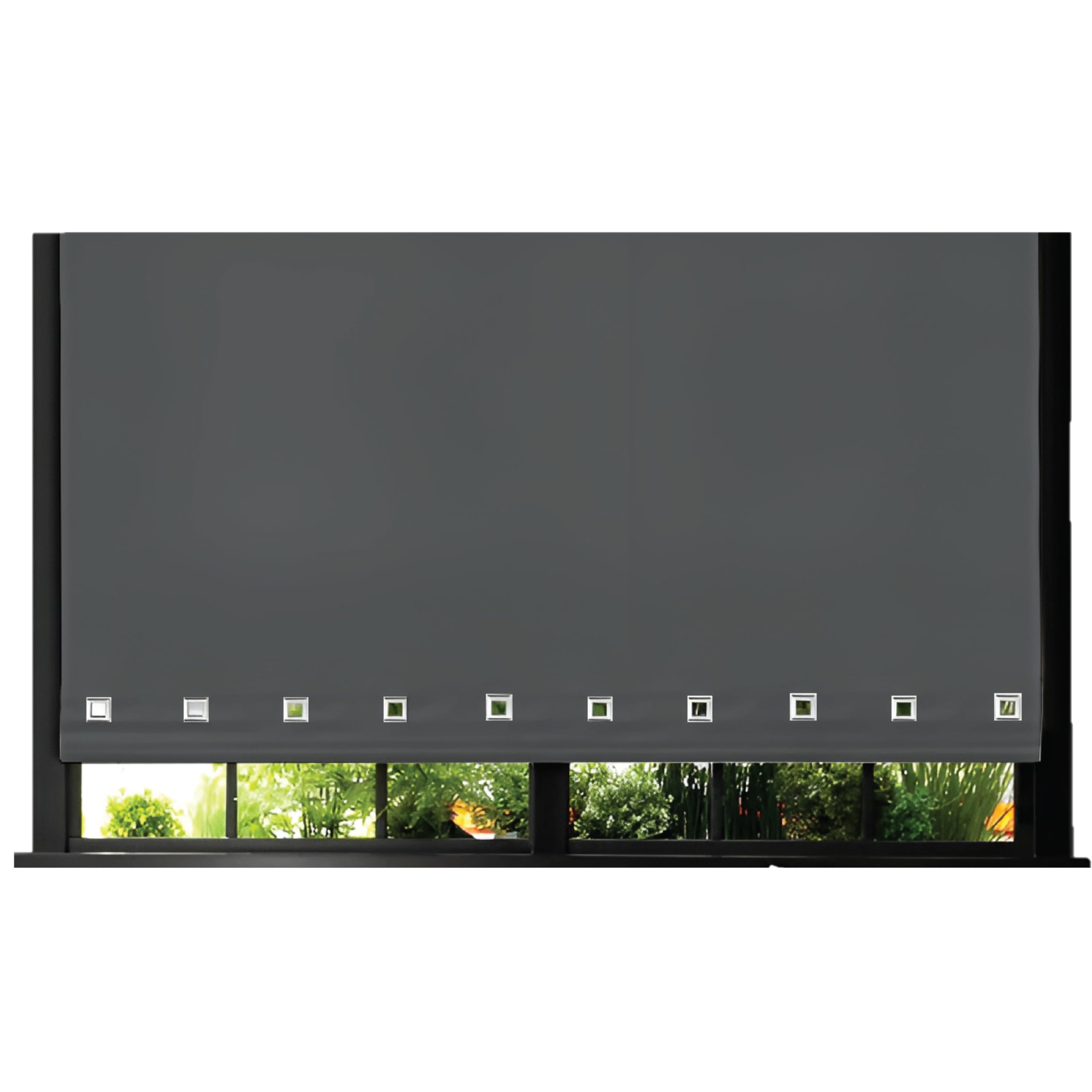 Funky Gadgets Roller Blinds Square Eyelet Light Filtering Roller Blind Daylight Trimmable Blinds Child Safe Easy Fit Metal Tube Home Office Window Blinds-Charcoal Grey, W90 x 210cm