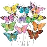 Berfutall Feather Butterfly Picks - Set Of 12 White Floral Decorations For Crafts & Arrangements - View #6
