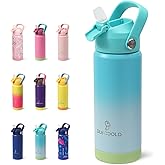 DLOCCOLD 18oz Kids Insulated Water Bottle with Leak Proof Straw Lid, Stainless Steel Water Bottle with Handle & Silicone Boot, Reusable Tumbler for School, Travel, BPA Free, Gift for Boy, Girl