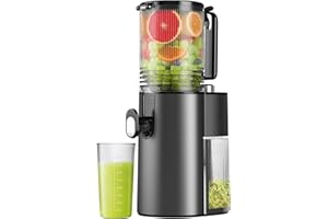 CANOLY Cold Press Juicer, 5.8" 80oz Feed Chute Juicer, 350w Slow Masticating Juicer with 42oz Integrated Pulp Cup, Juicer Machines for Whole Vegetables and Fruits