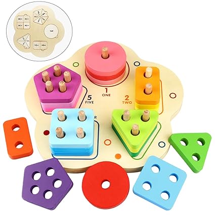 Dreampark Wooden Toddler Toys Wooden Educational Preschool Stacking Blocks For Boys And Girls Age 1 2 3 Valentines Gifts