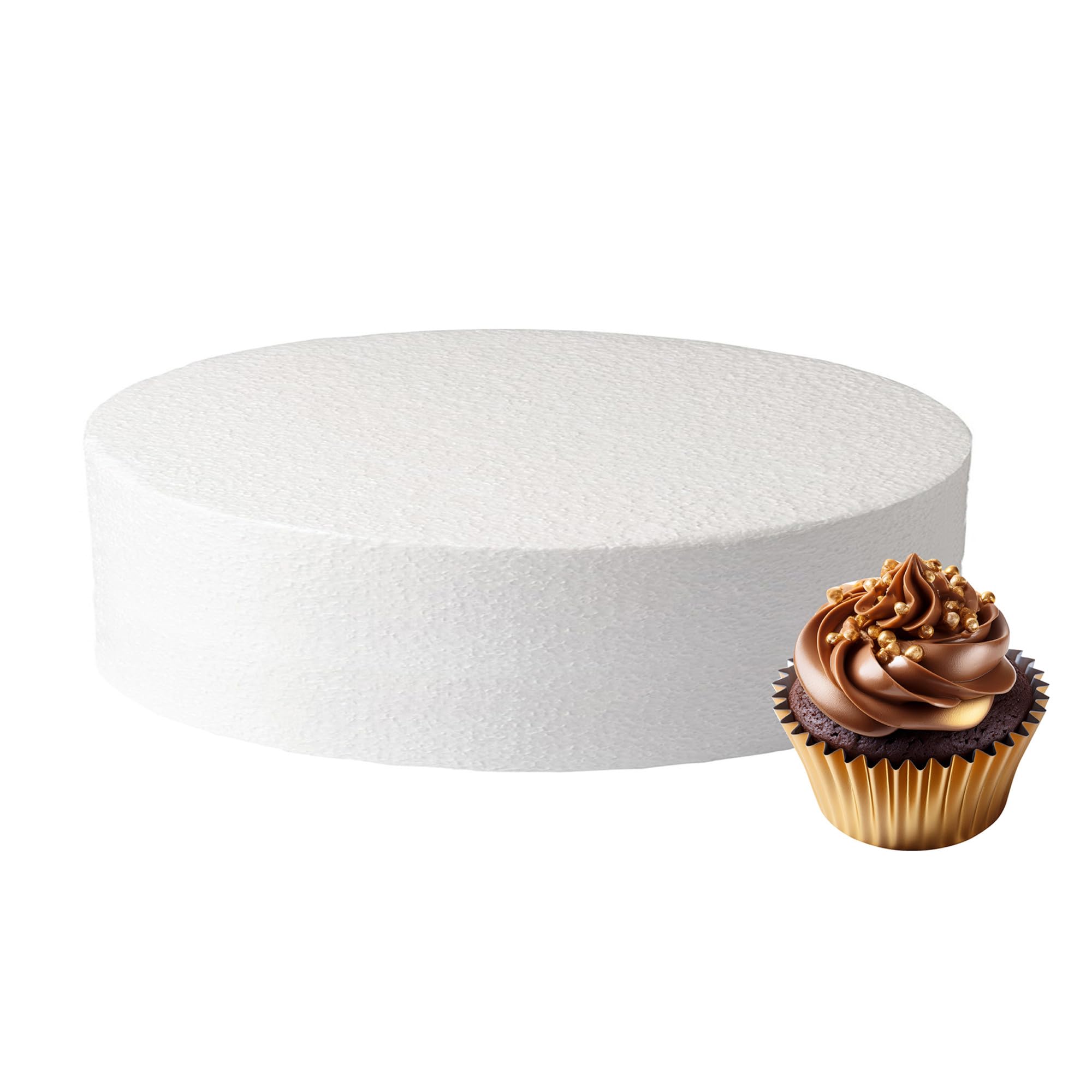 Culpitt 12" x 3" Round Cake Dummy, Straight Edge Cake Form, Practice Cake Decorating or Use for Creating Long-Lasting Displays, Smooth Polystyrene