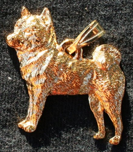 Shiba Inu Dog 24k Gold Plated Pewter Pendant