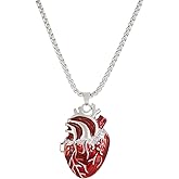 LANWLOSI Anatomical Heart Necklace for Women Broken Heart Necklace Heart Anatomy Necklace 3D Human Heart Pendant Necklace Anatomical Organ Heart Necklace Jewelry Gifts