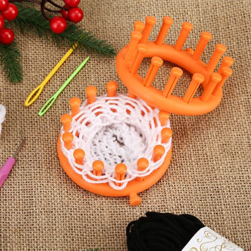 VGOODALL Round Knitting Loom Set Circular Loom Set with 2 Rolls Acrylic Yarn for Hat Scarf Shawl Sweater Sock Knitter