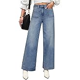 Cicy Bell Womens High Waisted Straight Leg Jeans Trendy Loose Denim Pants with Pockets