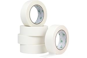 BOMEI PACK 5Rolls White Masking Tape 36mm x 55yds, General Purpose Thin White Painters Tape for Painting, Labeling, DIY Craft