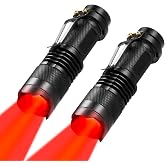 WAYLLSHINE 2 Pack Red Light Flashlight Single Mode Red LED Flashlight One Mode Zoomable Night Light Torch for Night Observation and Astronomy Aviation