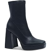 Wild Pair Womens Beautee Square Toe Block Heel Booties Black 10 Medium (B,M)
