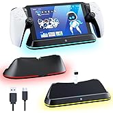 HONCAM Charging Stand for PlayStation Portal,PS Portal Stand with 7 RGB Light Modes, Portable Dock Station with Magnetic Connector and USB-C Charging Cable, Black