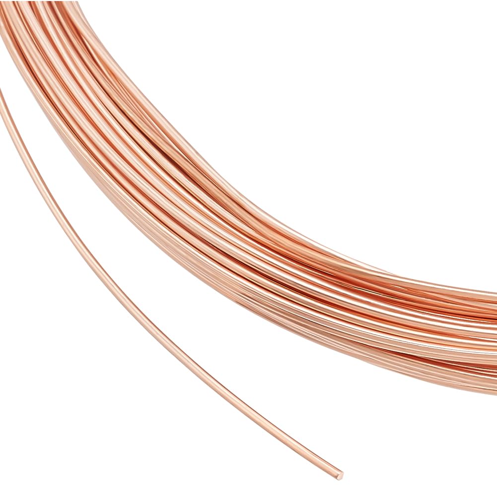 BENECREAT 49.2 Feet/15m 20 Gauge(0.8mm) Solid Bare Copper Wire Round Copper Wire Jewelry Beading Wire for Ring Earrings Jewelry Making DIY Craft Supplier