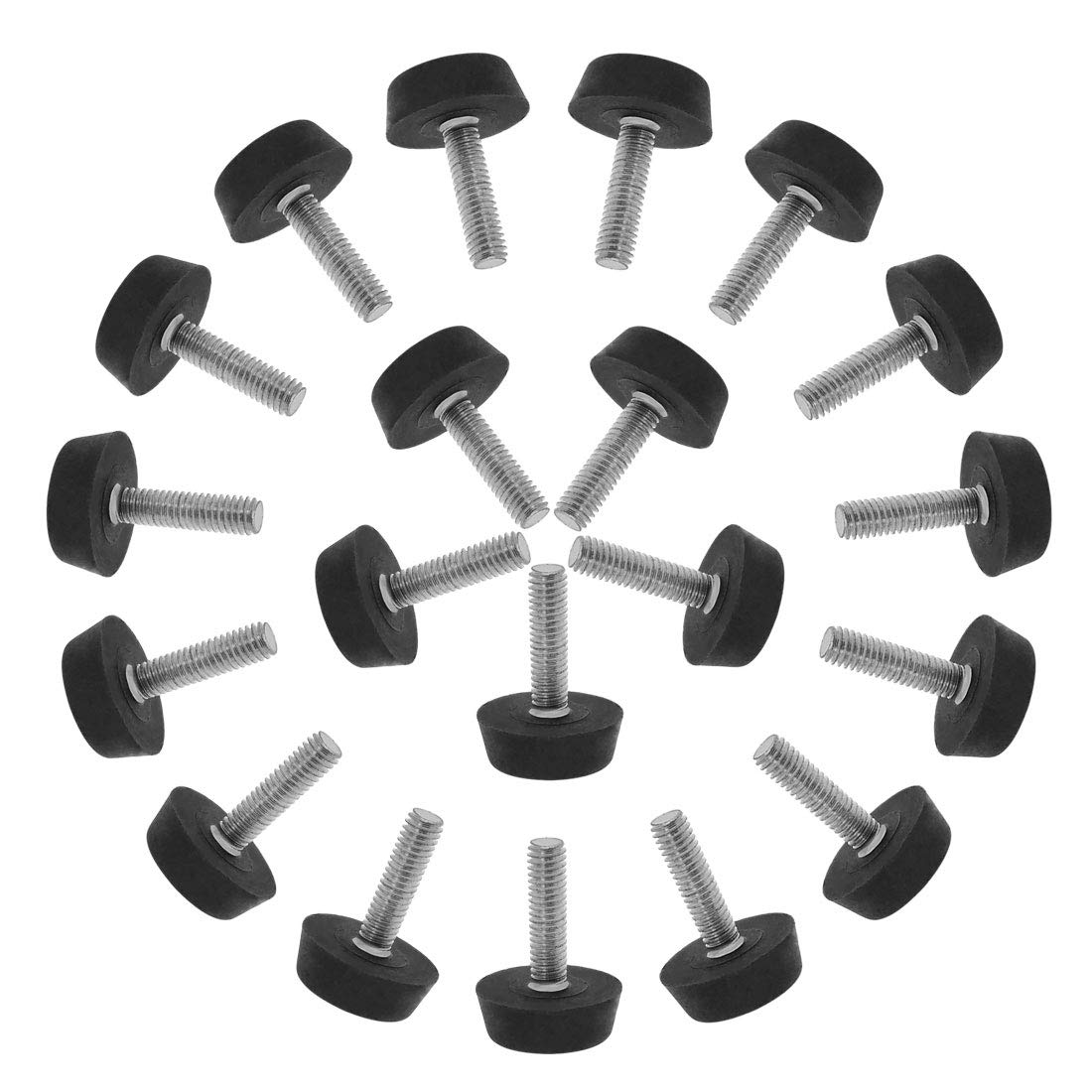 Sourcingmap M6 x 20 x 22mm Furniture Glide Leveling Feet Prevent Scratch Adjustable Leveler Floor Protector for Table Desk Leg 20 Pack