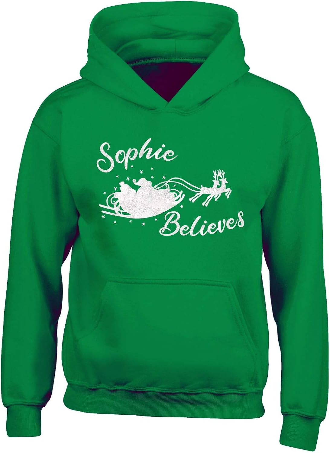 Personalised Childrens Christmas Hoodie Boys Girls Glitter Santa Xmas