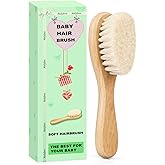 Molylove Baby Hair Brush, Wooden Goat Bristles Hair Brush for Newborns &amp; Toddlers, Ideal for Cradle Cap, Perfect Baby Registry Gift, Hypoallergenic, 1 Count