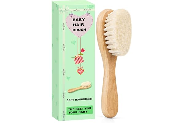 Molylove Baby Hair Brush with Wooden Handle and Super Soft Goat Bristles for Newborns & Toddlers