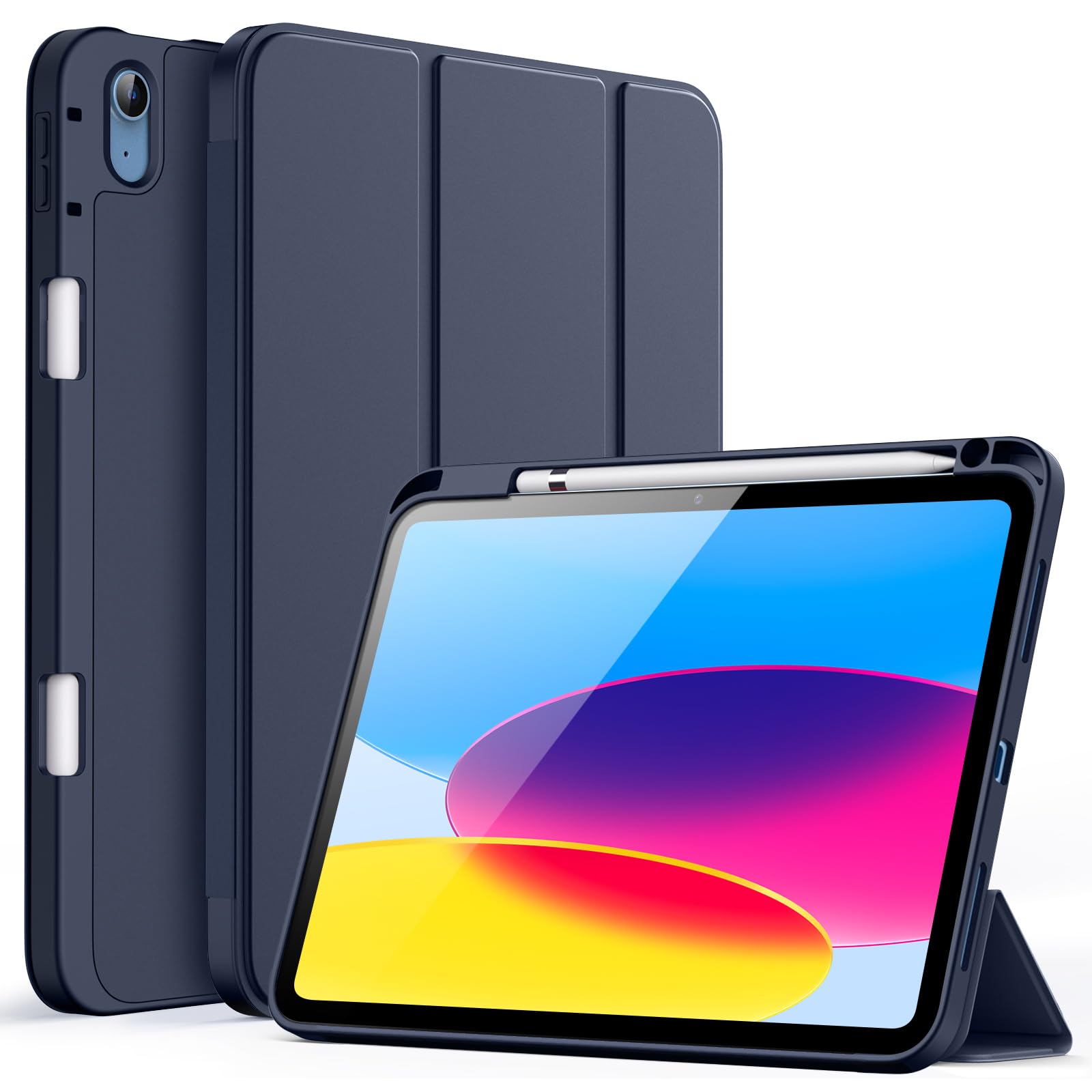 JETech Case for iPad (A16) 11th/10th Generation (2025/2022) with Pencil Holder, Slim Tablet Cover with Soft TPU Back, Auto Wake/Sleep (Deep Navy) — image 1
