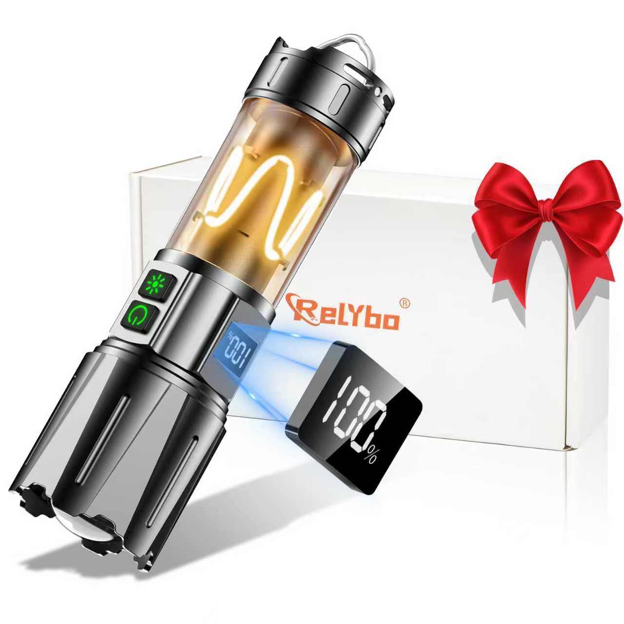 Super Bright Flashlight High Lumens 100000 Rechargeable, Powerful 50W LED, Long Lasting 30H, Daul Bottons 10Modes with Side Light, Quick USB C Charge & Output, Multi-functional for Home Camping Hiking Image