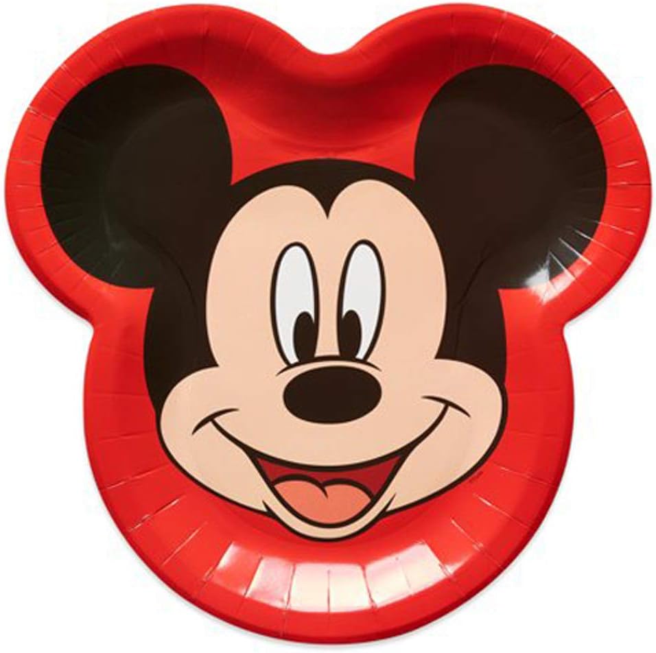 Mickey Mouse 'Red and White Stripes' Large Shaped Paper Plates (8ct)