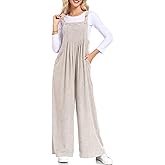ALSOGO Womens Casual Corduroy Overalls Baggy Pants Wide Leg Jumpsuits Adjustable Straps Rompers with Pockets