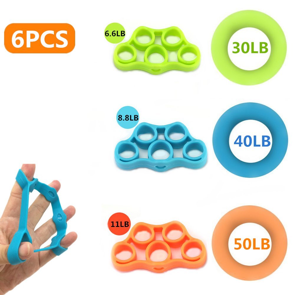 AMANDAMI Hand Grip Strengthener, Hand Resistance Exercise Finger Strength Band Rubber Grip