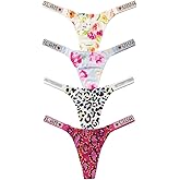 Meshal Sexy G-string Thongs for Women Cotton Panties T Back Underpants 5Pack Hipster