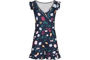 LEODYE Romper Swimsuits for Women Ruffle Sleeve Swimsuits Shorts One Piece Bathing Suit Romper Swimsuit with Built in Bra