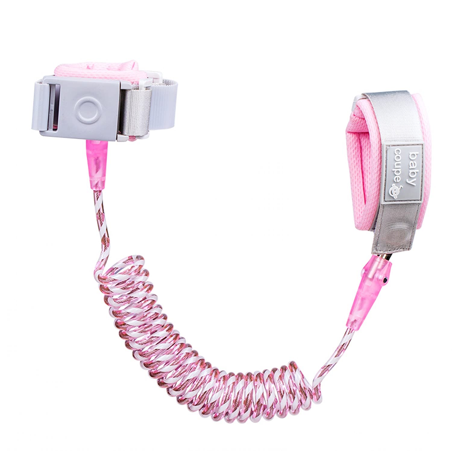 BELLA BEAR Anti Lost Wrist Link Safety Wrist Belt with Induction Lock 360°Rotate Security Elastic Wire Rope Child Safety Harness for Babies & Kids 2.5M/98Inch(Pink)