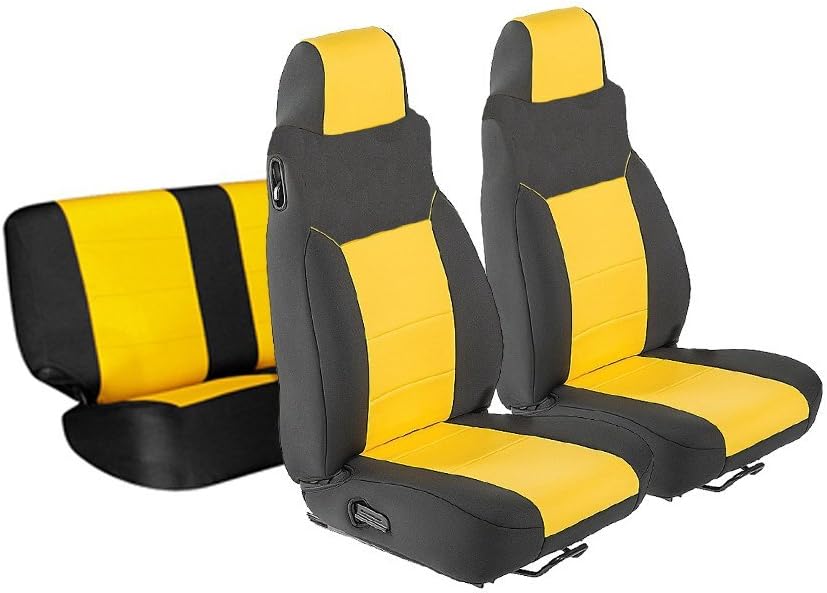 GEARFLAG Neoprene Seat Cover Custom fits Wrangler 2003 - 2006 TJ LJ Full Set (Front + Rear Seats) (Yellow /Black)