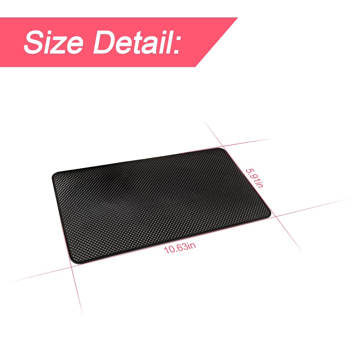 Car Dashboard Anti-Slip Rubber Pad, 10.6