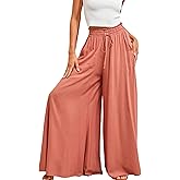 Zontroldy Wide Leg Palazzo Pants for Women High Elastic Smocked Paper Waist Casual Lounge Culottes Pants