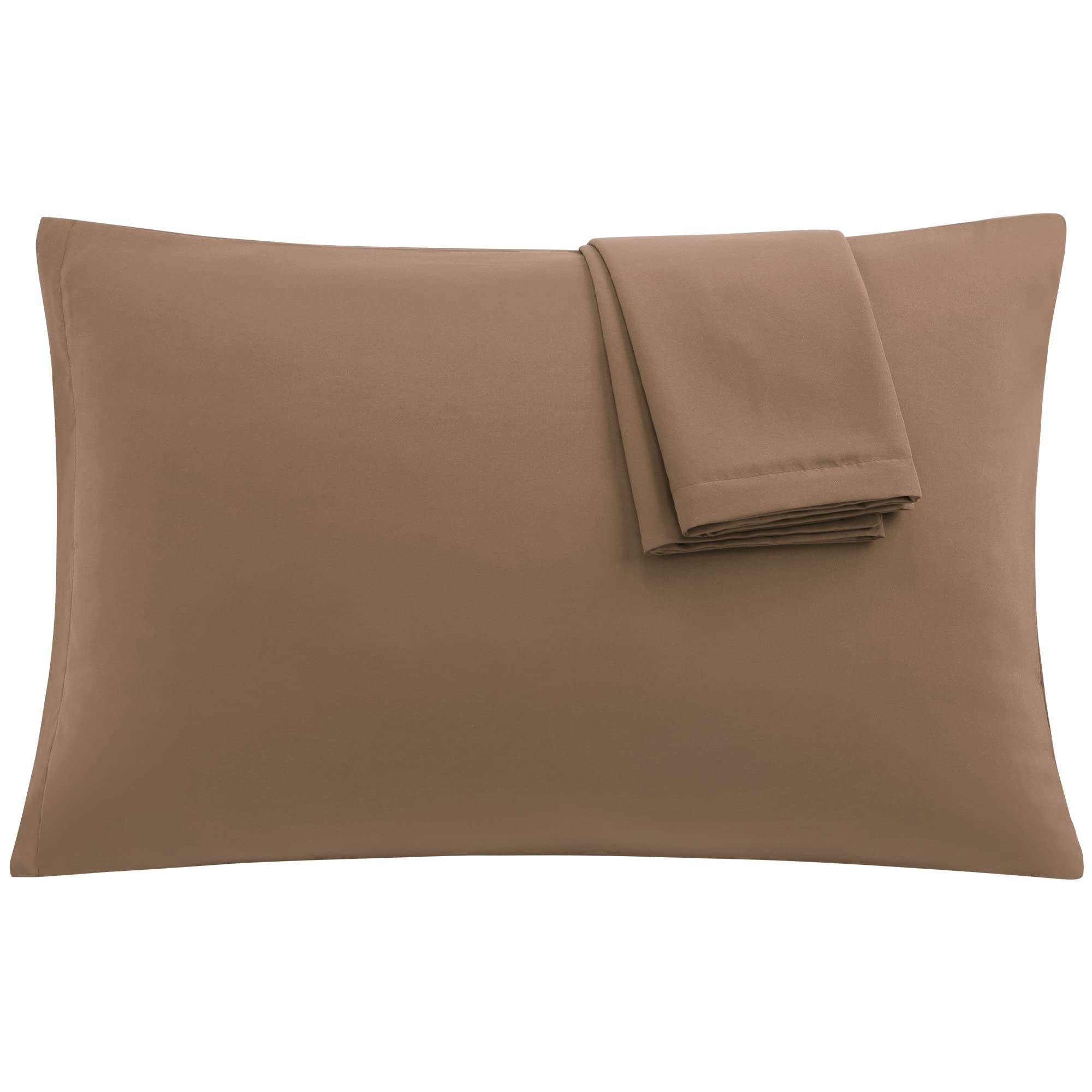 sourcing map 2 Pack Pillow Cases Soft 1800 Series Microfiber Pillowcases Set with Zipper Coffee King(20"x36")