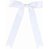 Meseey 30 Pcs White Satin Bows 6 X 10 Inch Premade Bows with Twist Tie for Wedding Florist Decor, Cake Pops,Christmas Tree & 