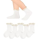 Witwot 6 Pairs Baby Girl Ruffle Crew Socks Toddler Girls Dress Sock Soft Cotton Size 6M - 7Y