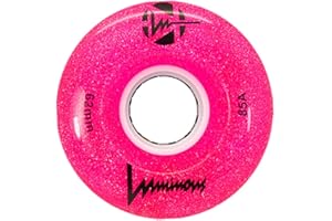 Luminous Pink Glitter Light-Up Quad Roller Skate Wheel (62mm) (Set of 4)