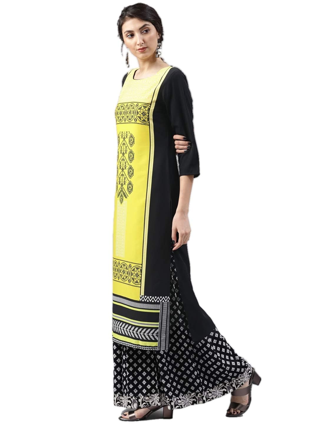 vaamsi crepe digital printed kurti(vpk1503_yellow_free size)