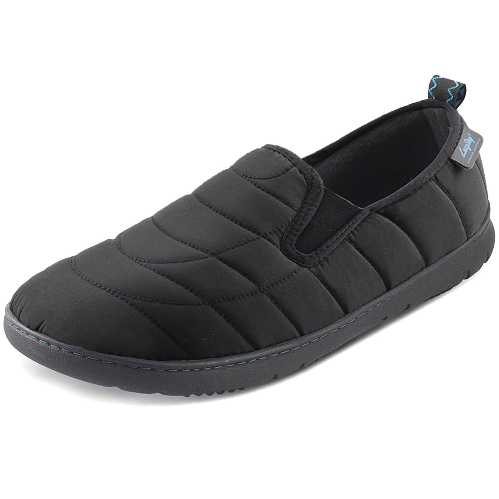Photo 1 of LazyStep Men's Noah Loafer Slippers with Comfort Memory Foam, Slip on Indoor Outdoor Nylon House Shoes with Non-Slip Sole(2024 Black,Size 9-10)