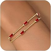 Gold Birthstone Bracelet for Women Trendy 14K Gold Dainty Bracelet for Friend Friendship Birthday Mother Gifts for Her Jewelry