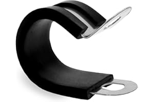 Phoenix Top-Notch Tools Premium 25 Pack 5/8" 304 Stainless Steel Black Silica Gel Rubber Insulated Cushion Cable Clamps For PVC Anchor Pipe Strap and Hold Down Clamps