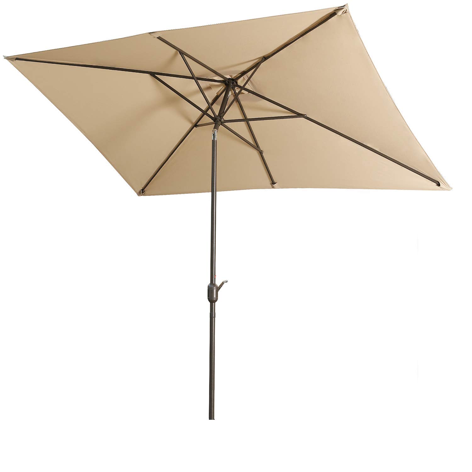 Aok Garden Outdoor Market Umbrella 10x6 5 Feet Square Patio Umbrella With Push Button Tilt And Crank Lift Ventilation 6 Sturdy Ribs Non Fading Sunshade Light Sand Amazon In Garden Outdoors