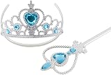Vicloon Elsa Dress Up Accessories Set 9 Blue Crown Wand Gloves Necklace Earring view 3