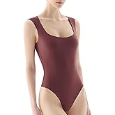 PUMIEY Women's Square Neck Cap Sleeve Bodysuit Sexy Slimming Tank Top Smoke Cloud Collection