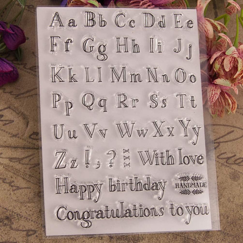 HEALLILY Alphabet Clear Stamps Happy Birthday Congratulations Cards Letters Making Rubber Stamp Educational Toy for Scrapbooking Embossing Album Diary Decoration - Image 5