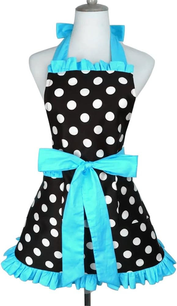 YAKEFJ Aprons for Women Retro Vintage Aprons, Cooking Kitchen Aprons Plus Size with Extra Ties & Pocket 28.3 x 24.6